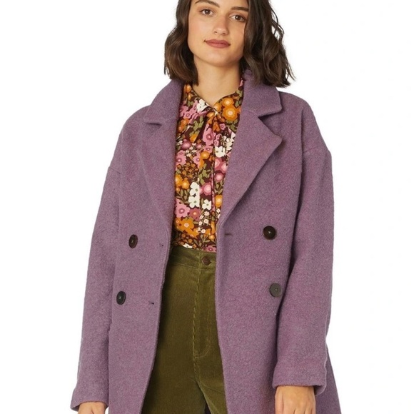 NWOT Princess Highway Millicent Double-Breasted Purple Wool Peacoat - Picture 10 of 11